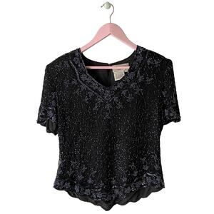 Vintage Papell Boutique Evening Silk Beaded Top